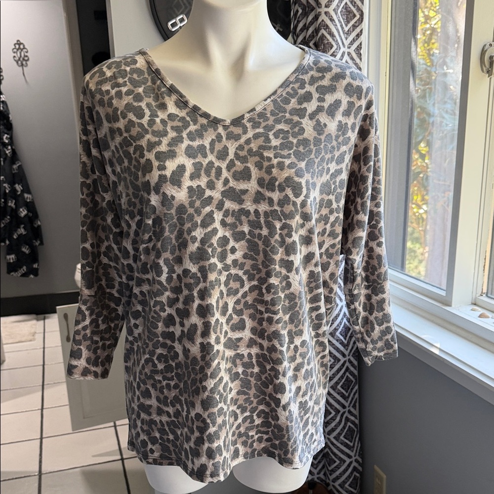 Leopard Print V-Neck Women's Top